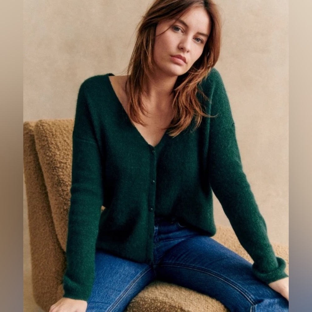 Sezane Barry Cardigan Bottle Green